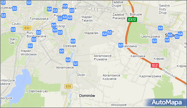 mapa Abramowice Prywatne, Abramowice Prywatne na mapie Targeo