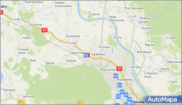 mapa Agatówka gmina Zaleszany, Agatówka gmina Zaleszany na mapie Targeo
