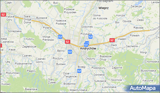 mapa Andrychów, Andrychów na mapie Targeo