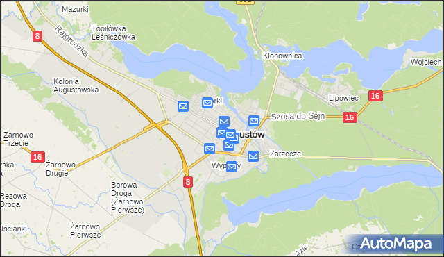 mapa Augustów, Augustów na mapie Targeo