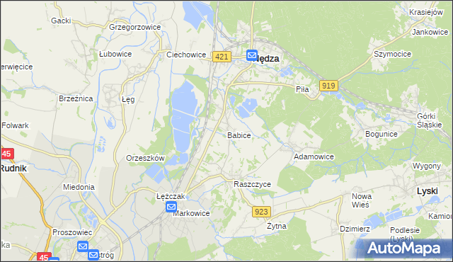 mapa Babice gmina Nędza, Babice gmina Nędza na mapie Targeo