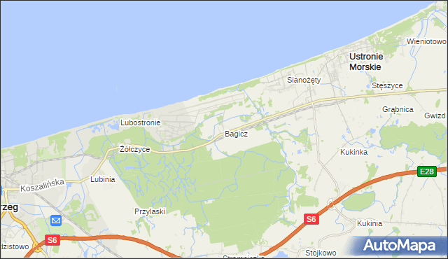 mapa Bagicz, Bagicz na mapie Targeo