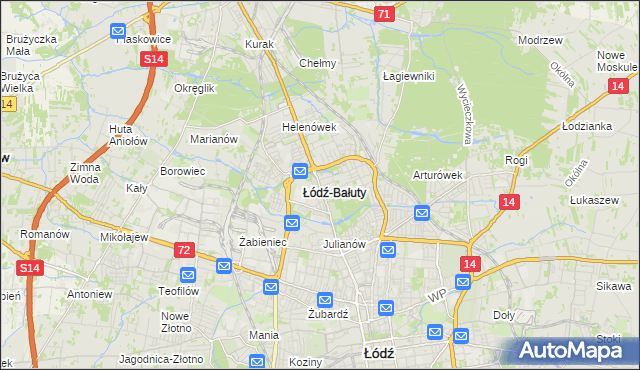 mapa Bałuty gmina Łódź, Bałuty gmina Łódź na mapie Targeo