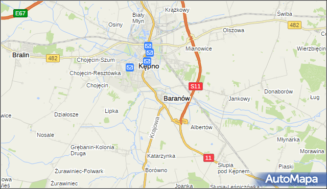 mapa Baranów powiat kępiński, Baranów powiat kępiński na mapie Targeo