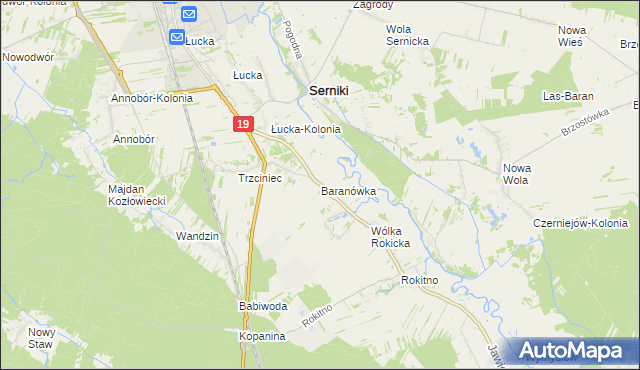 mapa Baranówka gmina Lubartów, Baranówka gmina Lubartów na mapie Targeo
