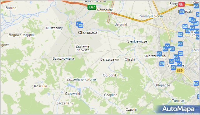 mapa Barszczewo gmina Choroszcz, Barszczewo gmina Choroszcz na mapie Targeo