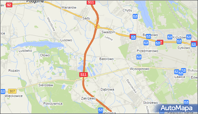 mapa Batorowo gmina Tarnowo Podgórne, Batorowo gmina Tarnowo Podgórne na mapie Targeo