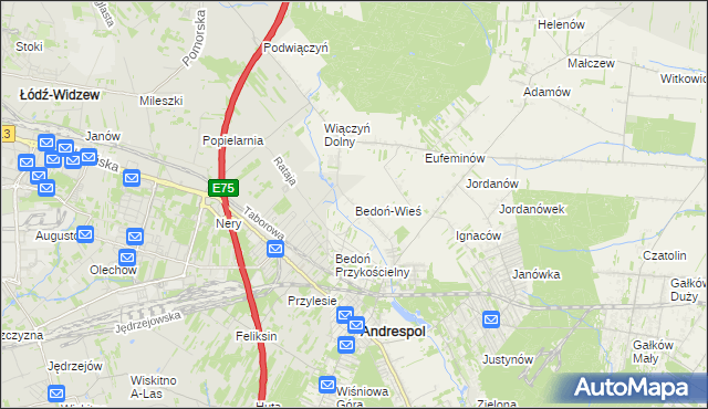 mapa Bedoń-Wieś, Bedoń-Wieś na mapie Targeo