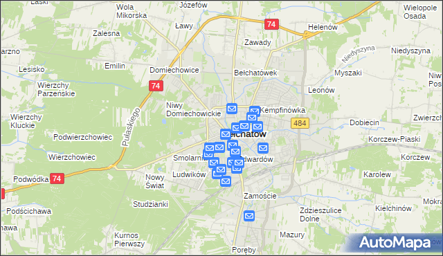 mapa Bełchatów, Bełchatów na mapie Targeo