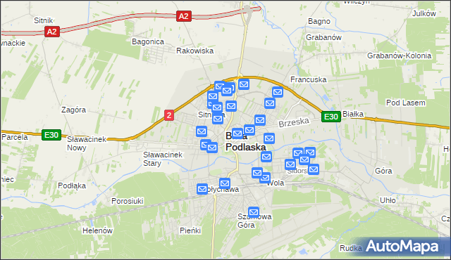 mapa Białej Podlaskiej, Biała Podlaska na mapie Targeo
