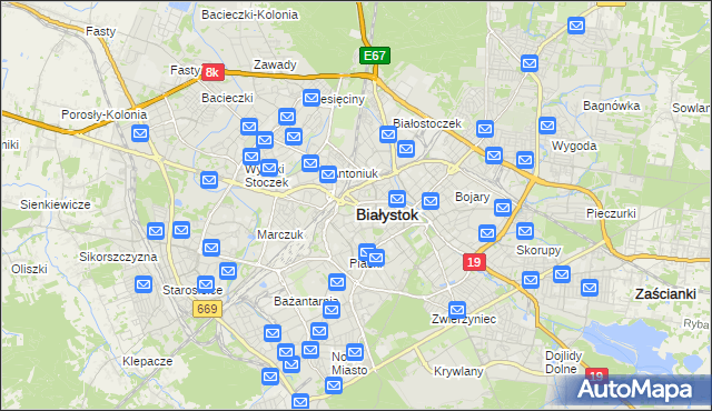 mapa Białegostoku, Białystok na mapie Targeo