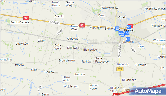 mapa Bieniewice, Bieniewice na mapie Targeo