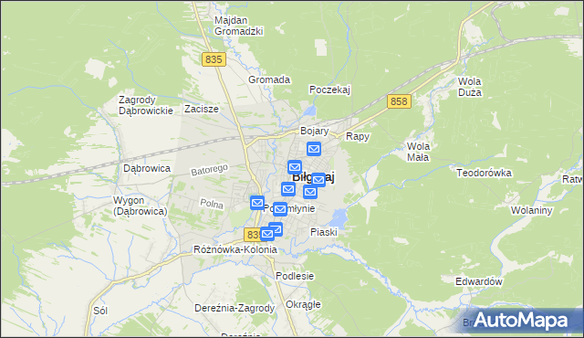 mapa Biłgoraj, Biłgoraj na mapie Targeo