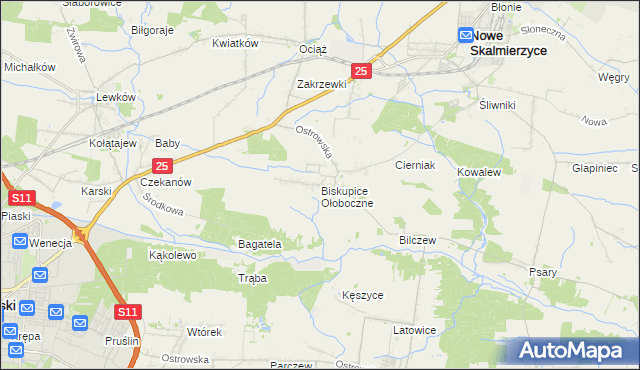 mapa Biskupice Ołoboczne, Biskupice Ołoboczne na mapie Targeo