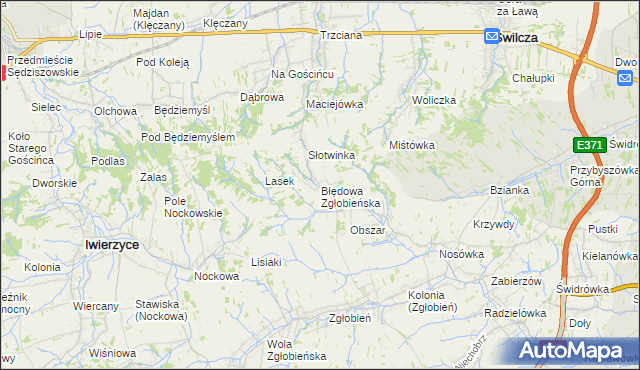 mapa Błędowa Zgłobieńska, Błędowa Zgłobieńska na mapie Targeo