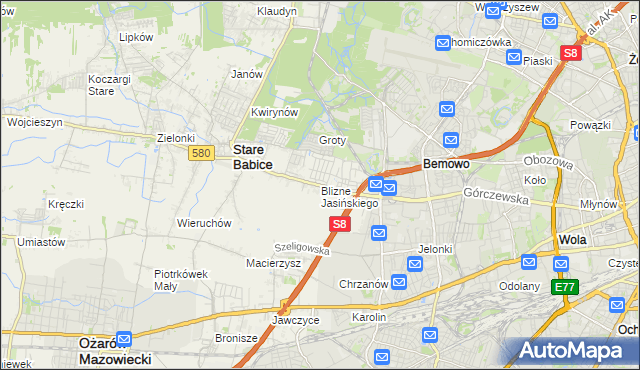 mapa Blizne Jasińskiego, Blizne Jasińskiego na mapie Targeo