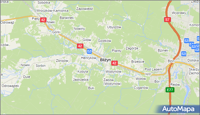 mapa Bliżyn, Bliżyn na mapie Targeo
