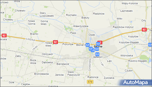 mapa Błonie-Wieś, Błonie-Wieś na mapie Targeo