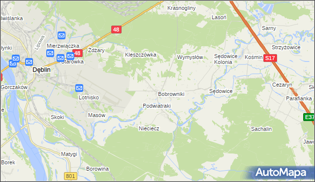 mapa Bobrowniki gmina Ryki, Bobrowniki gmina Ryki na mapie Targeo