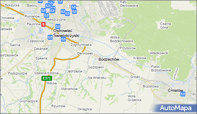 mapa Bodzechów, Bodzechów na mapie Targeo