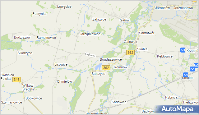 mapa Bogdaszowice, Bogdaszowice na mapie Targeo