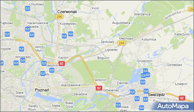 mapa Bogucin gmina Swarzędz, Bogucin gmina Swarzędz na mapie Targeo