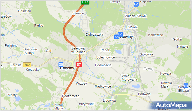 mapa Bolechowice gmina Sitkówka-Nowiny, Bolechowice gmina Sitkówka-Nowiny na mapie Targeo
