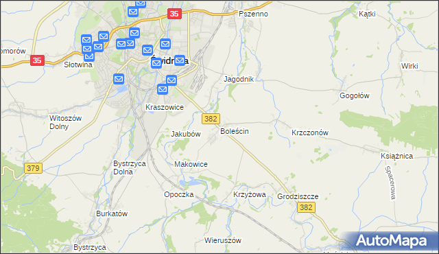 mapa Boleścin gmina Świdnica, Boleścin gmina Świdnica na mapie Targeo