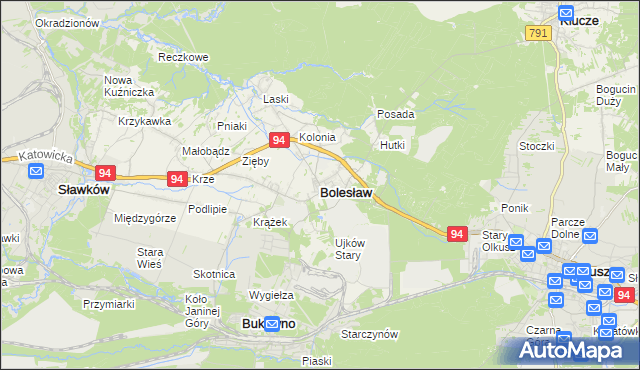 mapa Bolesław powiat olkuski, Bolesław powiat olkuski na mapie Targeo