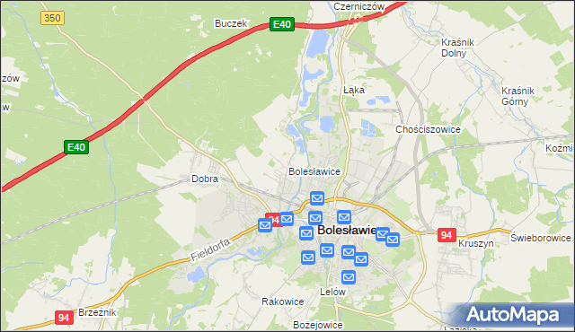 mapa Bolesławice gmina Bolesławiec, Bolesławice gmina Bolesławiec na mapie Targeo