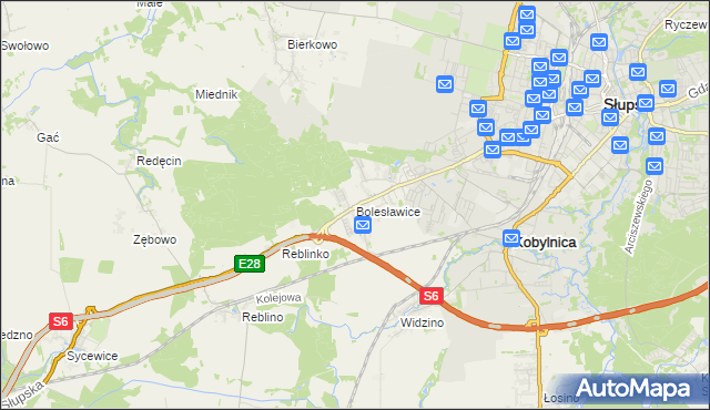 mapa Bolesławice gmina Kobylnica, Bolesławice gmina Kobylnica na mapie Targeo
