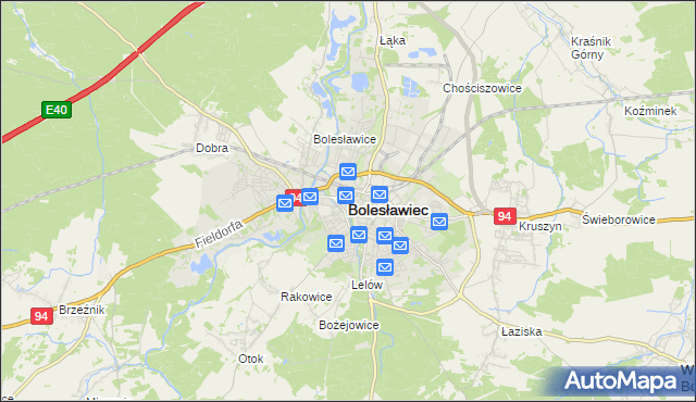 mapa Bolesławca, Bolesławiec na mapie Targeo