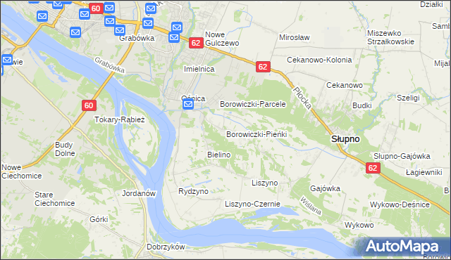 mapa Borowiczki-Pieńki, Borowiczki-Pieńki na mapie Targeo