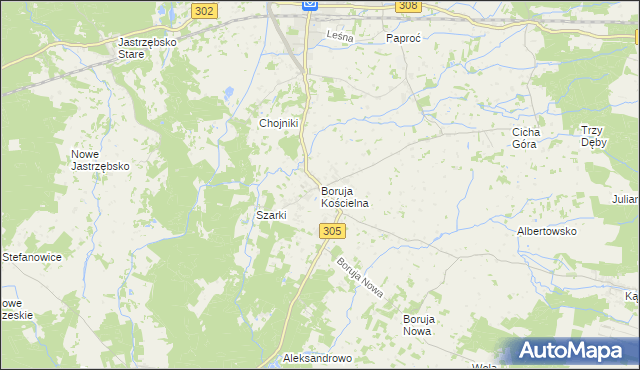 mapa Boruja Kościelna, Boruja Kościelna na mapie Targeo