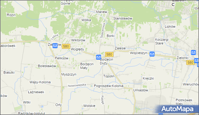 mapa Borzęcin Duży, Borzęcin Duży na mapie Targeo