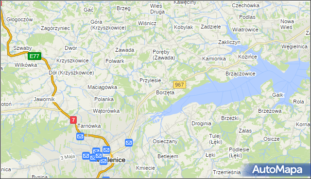 mapa Borzęta, Borzęta na mapie Targeo