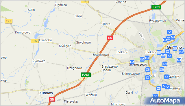 mapa Braciszewo, Braciszewo na mapie Targeo