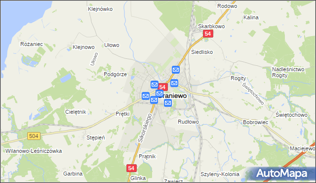 mapa Braniewo, Braniewo na mapie Targeo