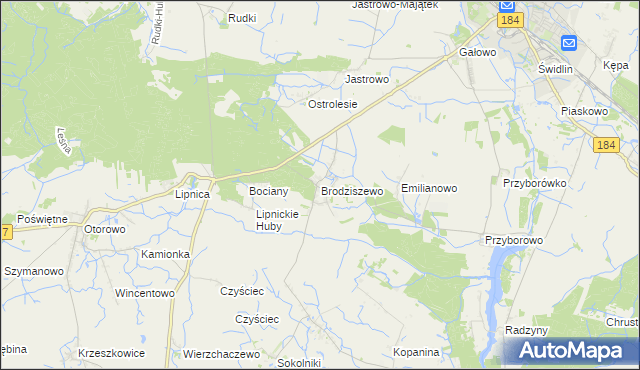 mapa Brodziszewo, Brodziszewo na mapie Targeo