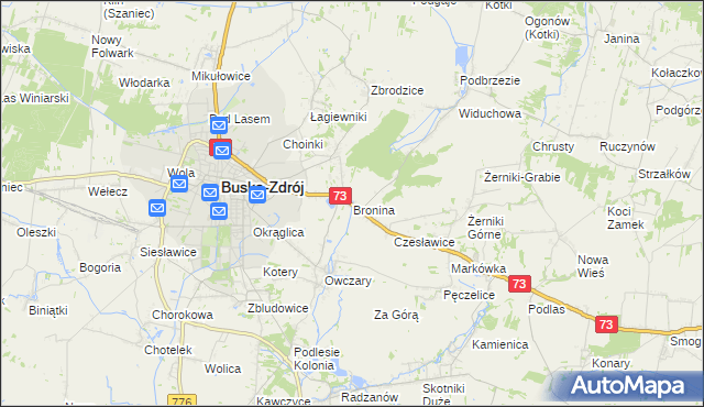mapa Bronina, Bronina na mapie Targeo