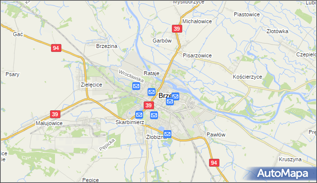 mapa Brzeg, Brzeg na mapie Targeo
