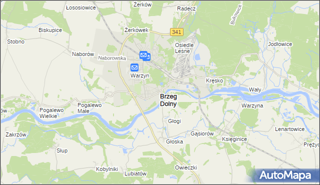 mapa Brzeg Dolny, Brzeg Dolny na mapie Targeo