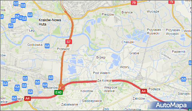 mapa Brzegi gmina Wieliczka, Brzegi gmina Wieliczka na mapie Targeo