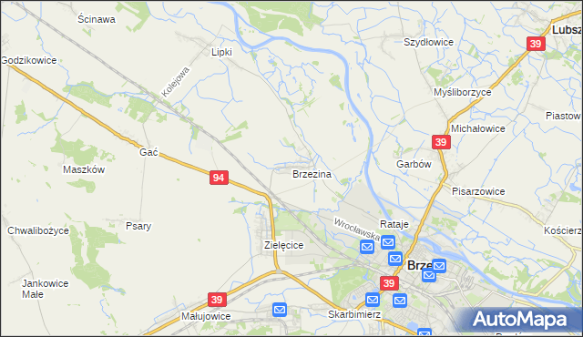 mapa Brzezina gmina Skarbimierz, Brzezina gmina Skarbimierz na mapie Targeo