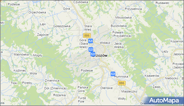 mapa Brzozów, Brzozów na mapie Targeo