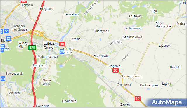 mapa Brzozówka gmina Obrowo, Brzozówka gmina Obrowo na mapie Targeo