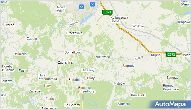 mapa Bukowiec gmina Kolbuszowa, Bukowiec gmina Kolbuszowa na mapie Targeo