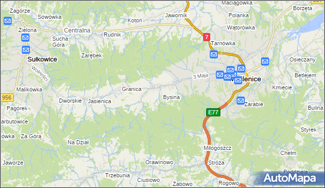 mapa Bysina, Bysina na mapie Targeo