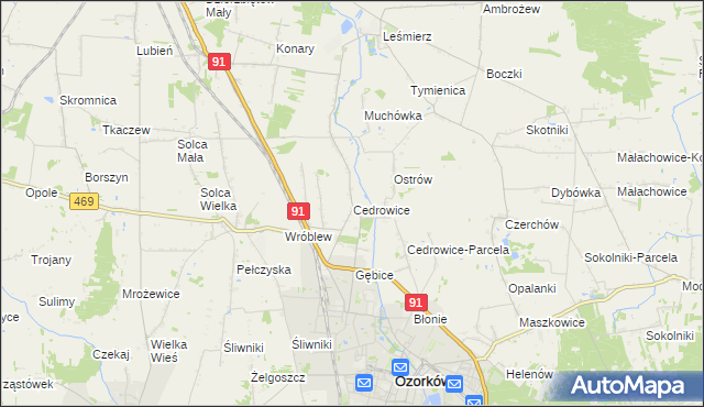 mapa Cedrowice, Cedrowice na mapie Targeo