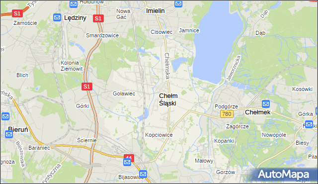 mapa Chełm Śląski, Chełm Śląski na mapie Targeo